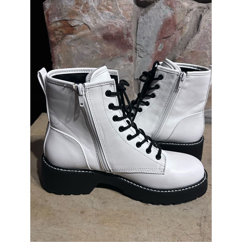 Madden Girl Combat Boots Carra Lug Sole Lace Up & Zip Round Toe Block Heel Sz 9M - Picture 6 of 12